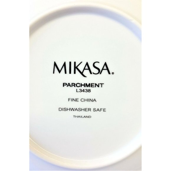 Set/12 Mikasa Parchment L-3438 8.5" Rim Soup Bowl Platinum Trim 2002-2010 - Picture 5 of 5